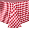 thumbnail image 1 of Ultimate Textile (2 Pack) 70 x 104-Inch Oval Polyester Gingham Checkered Tablecloth - for Picnic, Outdoor or Indoor Party use, Red and White, 1 of 3