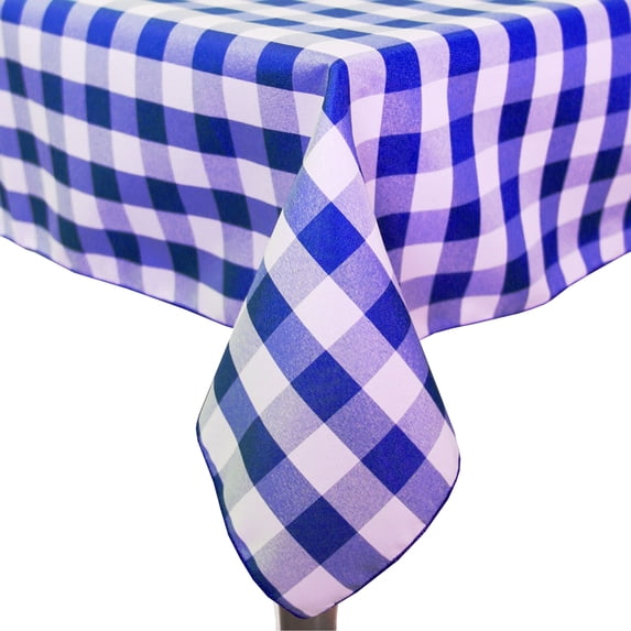 Ultimate Textile (2 Pack) 72 x 108-Inch Rectangular Polyester Gingham Checkered Tablecloth - for Picnic, Outdoor or Indoor Party use, Royal and White