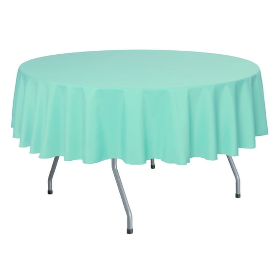 Ultimate Textile (2 Pack) 84-Inch Round Polyester Linen Tablecloth - for Wedding, Restaurant or Banquet use, Aqua Blue