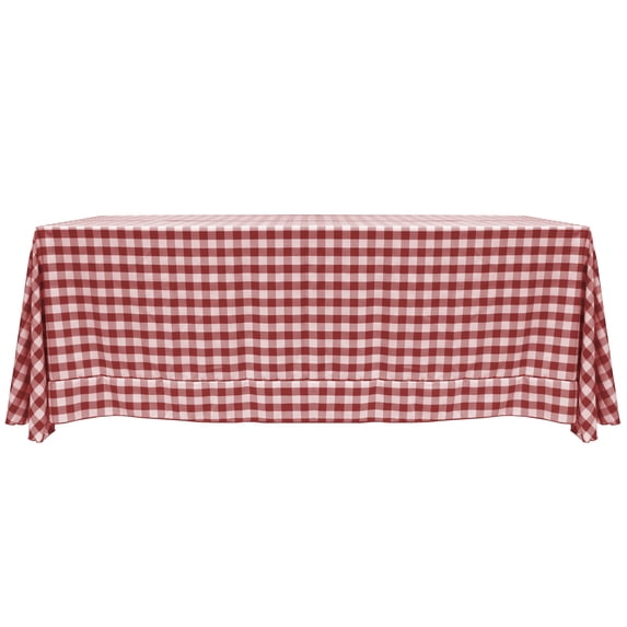 Ultimate Textile (2 Pack) 90 x 132-Inch Rectangular Polyester Gingham Checkered Tablecloth - for Picnic, Outdoor or Indoor Party use, Burgundy and White