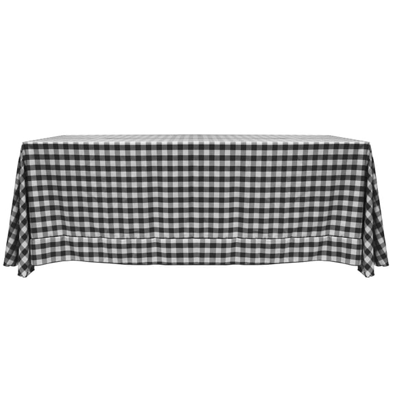 Ultimate Textile (2 Pack) 90 x 132-Inch Rectangular Polyester Gingham Checkered Tablecloth - for Picnic, Outdoor or Indoor Party use, Black and White