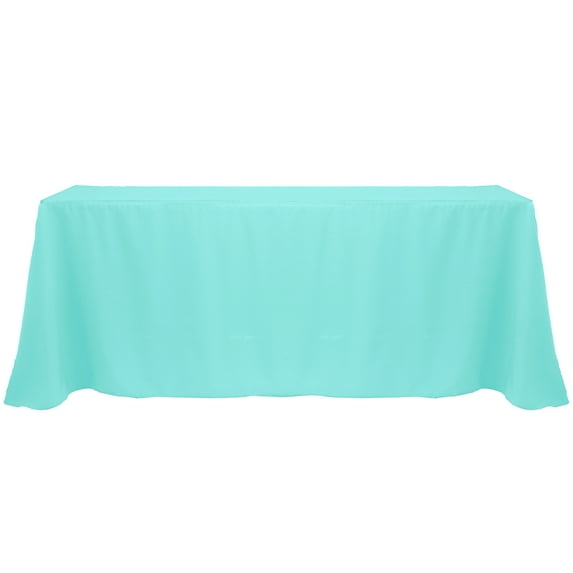Ultimate Textile (2 Pack) 90 x 156-Inch Rectangular Polyester Linen Tablecloth with Rounded Corners - for Wedding, Restaurant or Banquet use, Caribbean Blue