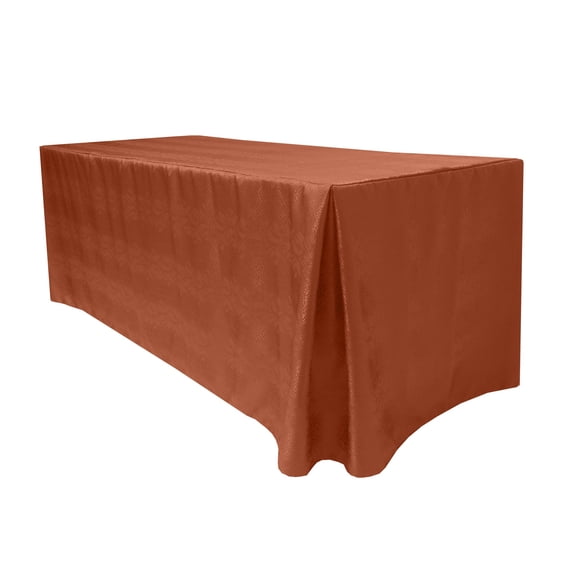 Ultimate Textile (2 Pack) Damask Kenya 4 ft. Fitted Tablecloth - for 24 x 48-Inch Banquet and Folding Rectangular Tables - 42" High, Sienna Burnt Orange