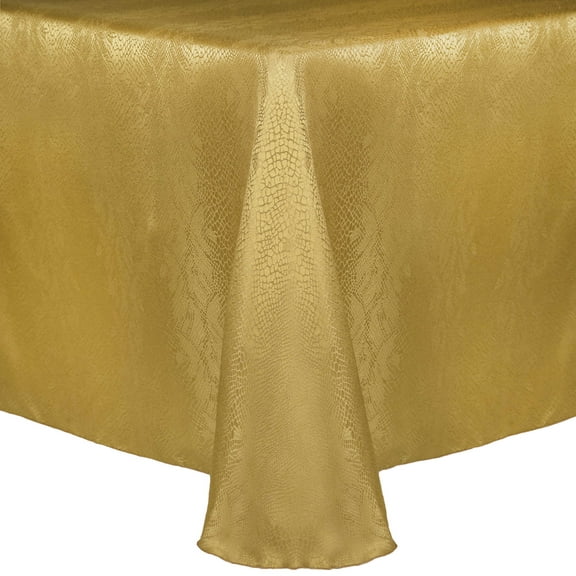 Ultimate Textile (2 Pack) Damask Kenya 70 x 104-inch Oval Tablecloth - Home Dining Collection - Snakeskin Jacquard Design, Flax Gold