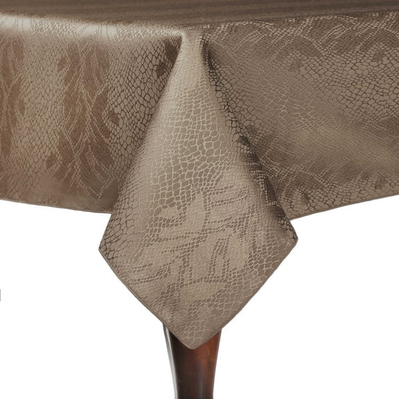 Ultimate Textile (2 Pack) Damask Kenya 84 x 84-Inch Square Tablecloth - Home Dining Collection - Snakeskin Jacquard Design, Sand Beige