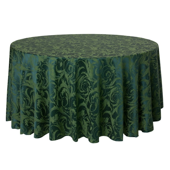 Ultimate Textile (2 Pack) Damask Melrose 114-Inch Round Tablecloth - Home Dining Collection - Floral Leaf Scroll Jacquard Design, Hunter Green
