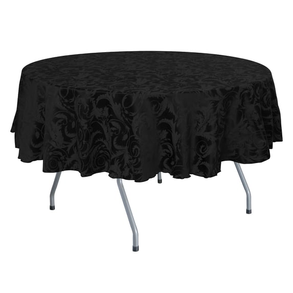 Ultimate Textile (2 Pack) Damask Melrose 60-Inch Round Tablecloth - Home Dining Collection - Floral Leaf Scroll Jacquard Design, Black