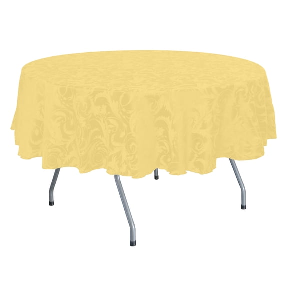 Ultimate Textile (2 Pack) Damask Melrose 60-Inch Round Tablecloth - Home Dining Collection - Floral Leaf Scroll Jacquard Design, Gold
