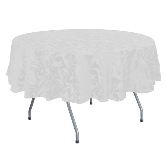 Ultimate Textile (2 Pack) Damask Melrose 72-Inch Round Tablecloth - Home Dining Collection - Floral Leaf Scroll Jacquard Design, White