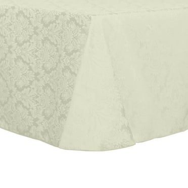 Ultimate Textile (2 Pack) Damask Saxony 60 x 120-Inch Oval Tablecloth - Home Dining Collection - Scroll Jacquard Design, Ivory Cream