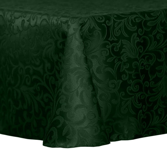 Ultimate Textile (2 Pack) Damask Somerset 60 x 84-Inch Oval Tablecloth - Home Dining Collection - Scroll Jacquard Design, Hunter Green