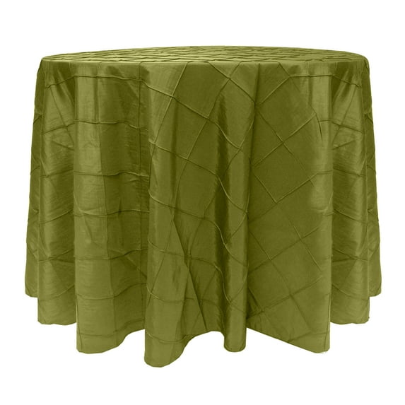 Ultimate Textile (2 Pack) Embroidered Pintuck Taffeta 102-Inch Round Tablecloth Moss Green