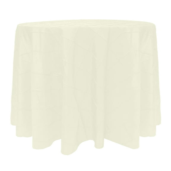 Ultimate Textile (2 Pack) Embroidered Pintuck Taffeta 120-Inch Round Tablecloth Ivory Cream