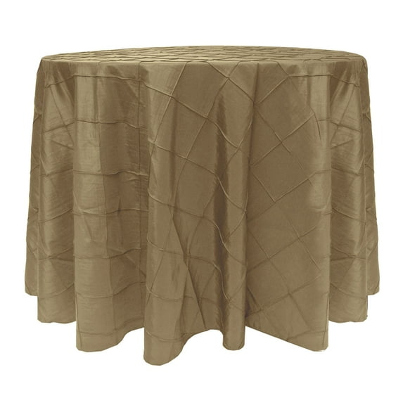 Ultimate Textile (2 Pack) Embroidered Pintuck Taffeta 120-Inch Round Tablecloth Taupe