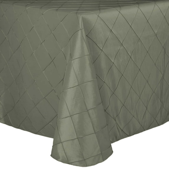 Ultimate Textile (2 Pack) Embroidered Pintuck Taffeta 120 x 120-Inch Square Tablecloth with Rounded Corners Aspen Mist