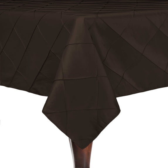 Ultimate Textile (2 Pack) Embroidered Pintuck Taffeta 60 x 108-Inch Rectangle Tablecloth Espresso Dark Brown