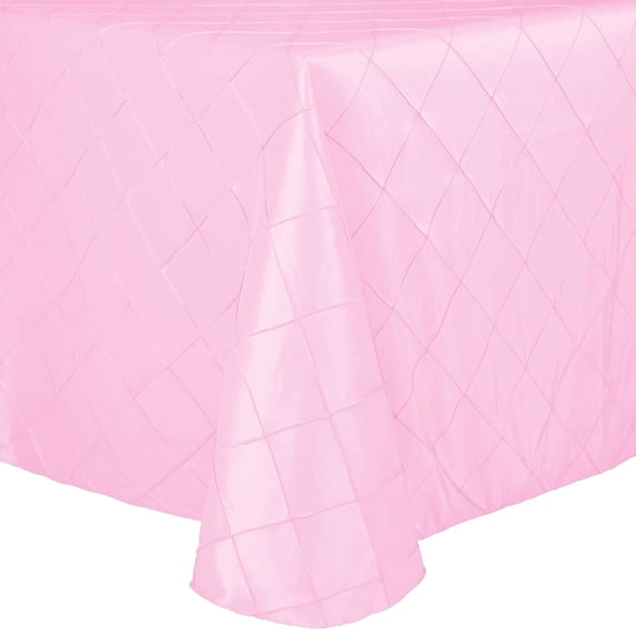 Ultimate Textile (2 Pack) Embroidered Pintuck Taffeta 72 x 120-Inch Oval Tablecloth Bubble Gum Pink