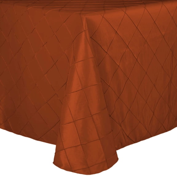 Ultimate Textile (2 Pack) Embroidered Pintuck Taffeta 72 x 120-Inch Oval Tablecloth Persimmon Burnt Orange