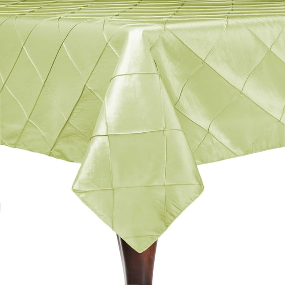 Ultimate Textile (2 Pack) Embroidered Pintuck Taffeta 84 x 84-Inch Square Tablecloth Honeydew Light Green
