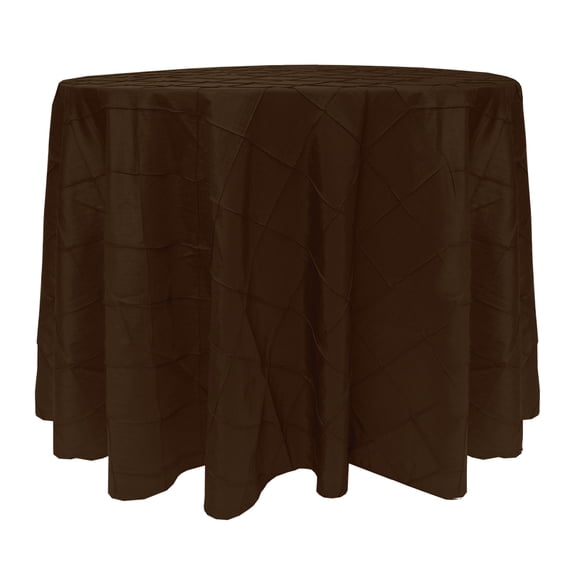 Ultimate Textile (2 Pack) Embroidered Pintuck Taffeta 90-Inch Round Tablecloth Chocolate Light Brown