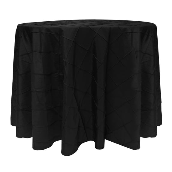 Ultimate Textile (2 Pack) Embroidered Pintuck Taffeta 96-Inch Round Tablecloth Black