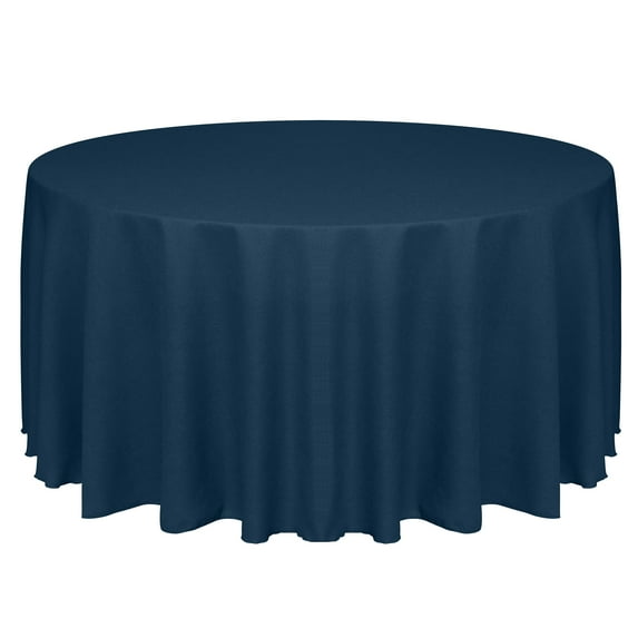 Ultimate Textile (2 Pack) Faux Burlap - Havana 114-Inch Round Tablecloth - Basket Weave, Navy Blue