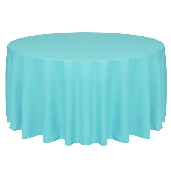 Ultimate Textile (2 Pack) Faux Burlap - Havana 126-Inch Round Tablecloth - Basket Weave, Turquoise Blue