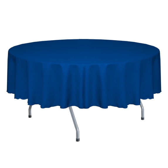 Ultimate Textile (2 Pack) Faux Burlap - Havana 58-Inch Round Tablecloth - Basket Weave, Royal Blue