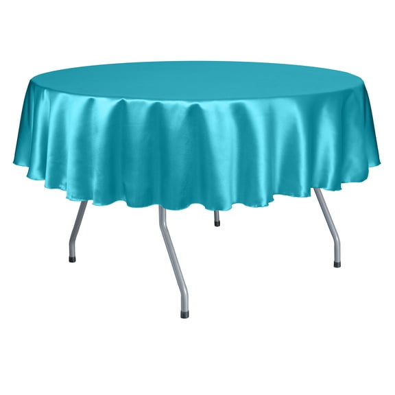 Ultimate Textile (2 Pack) Herringbone - Fandango 84-Inch Round Tablecloth, Turquoise Blue