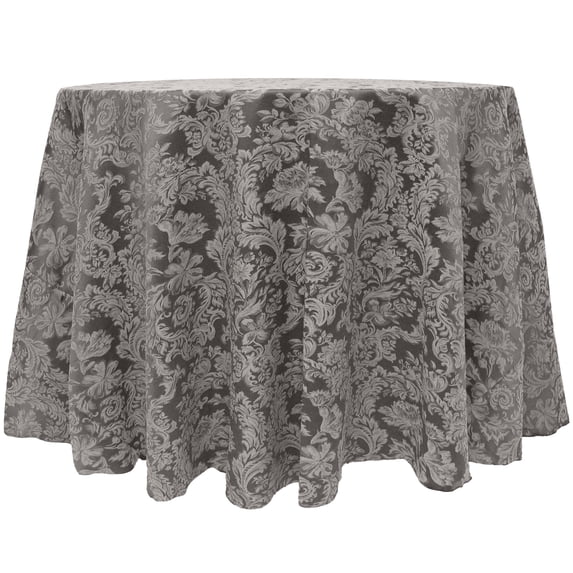 Ultimate Textile (2 Pack) Miranda 102-Inch Round Damask Tablecloth - Jacquard Weave, Pewter Grey