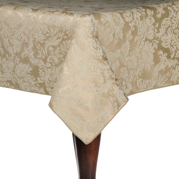 Ultimate Textile (2 Pack) Miranda 108 x 108-Inch Square Damask Tablecloth - Jacquard Weave, Champagne Ivory Cream