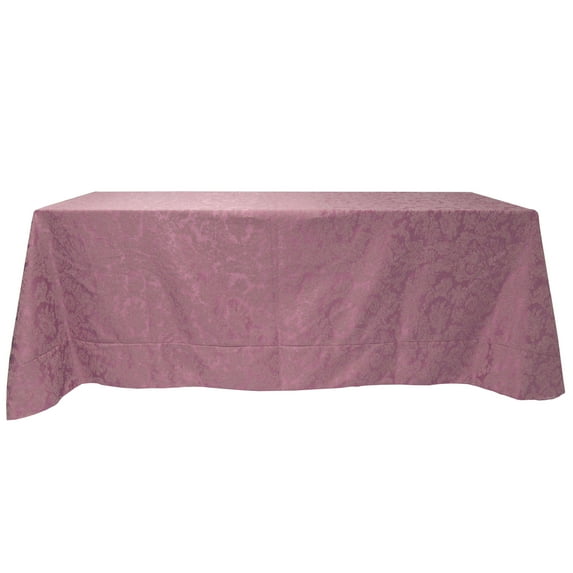 Ultimate Textile (2 Pack) Miranda 108 x 132-Inch Rectangular Damask Tablecloth - Jacquard Weave, English Rose Pink