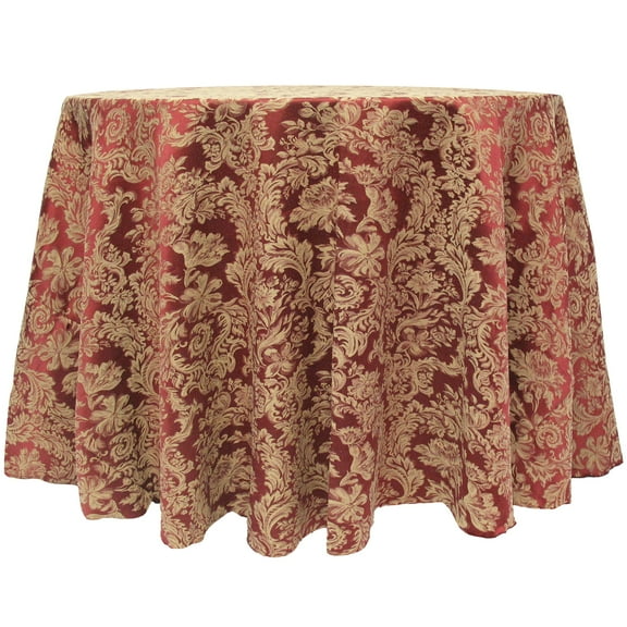 Ultimate Textile (2 Pack) Miranda 114-Inch Round Damask Tablecloth - Jacquard Weave, Bordeaux