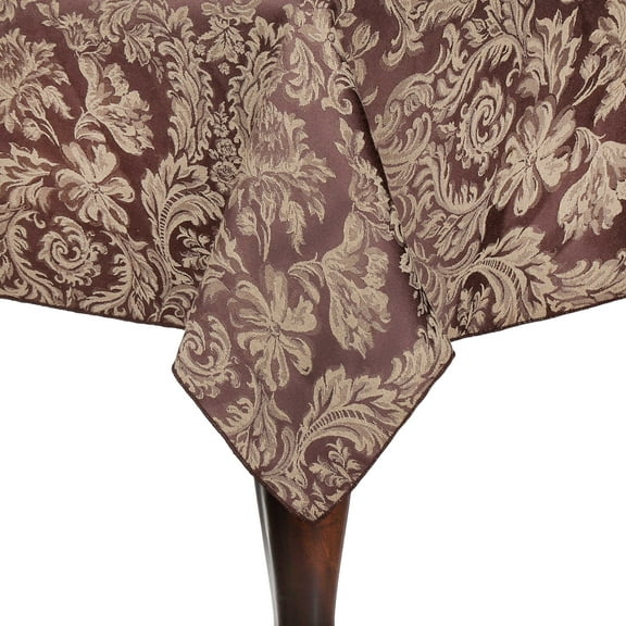 Ultimate Textile (2 Pack) Miranda 72 x 120-Inch Rectangular Damask Tablecloth - Jacquard Weave, Chocolate Brown