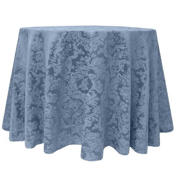 Ultimate Textile (2 Pack) Miranda 84-Inch Round Damask Tablecloth - Jacquard Weave, Slate Blue