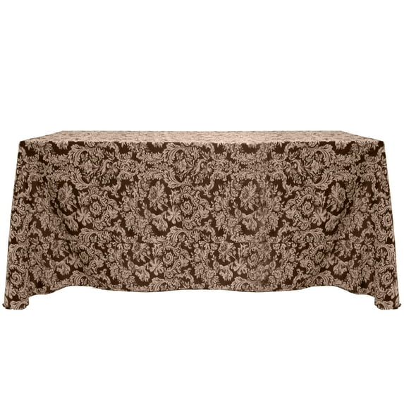 Ultimate Textile (2 Pack) Miranda 90 x 132-Inch Rectangular Damask Tablecloth - Jacquard Weave, Chocolate Brown