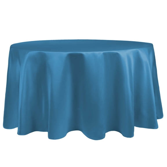 Ultimate Textile (2 Pack) Satin 120-Inch Round Tablecloth - for Wedding, Special Event or Banquet use, Turquoise Blue