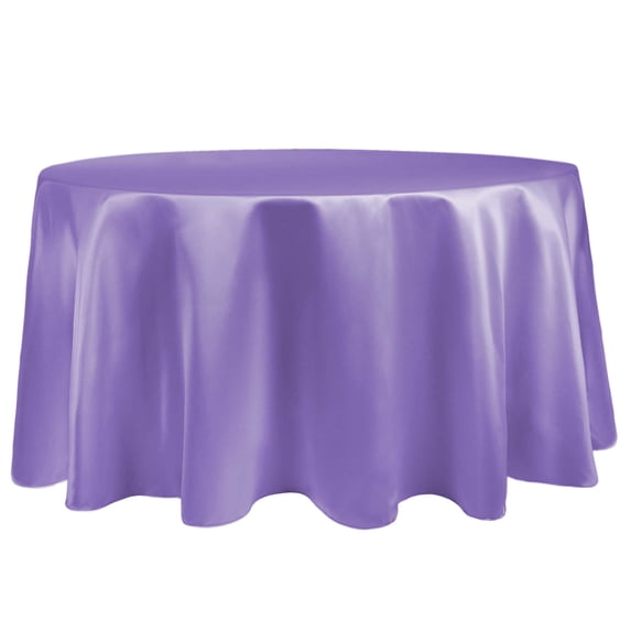 Ultimate Textile (2 Pack) Satin 120-Inch Round Tablecloth - for Wedding, Special Event or Banquet use, Violet Purple