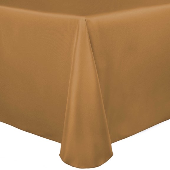 Ultimate Textile (2 Pack) Satin 52 x 70-Inch Oval Tablecloth - for Home Dining Tables, Antique Gold