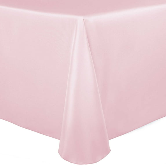 Ultimate Textile (2 Pack) Satin 52 x 70-Inch Oval Tablecloth - for Home Dining Tables, Blush Ice Pink
