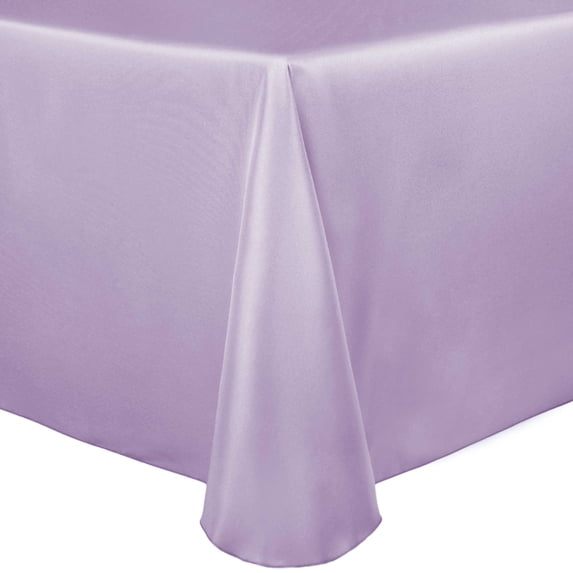 Ultimate Textile (2 Pack) Satin 60 x 144-Inch Oval Tablecloth - for Home Dining Tables, Lilac Light Purple