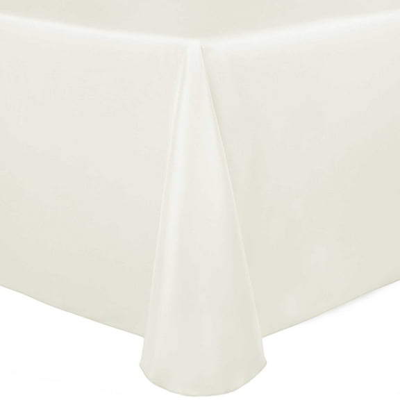 Ultimate Textile (2 Pack) Satin 70 x 104-Inch Oval Tablecloth - for Home Dining Tables, Ivory Cream