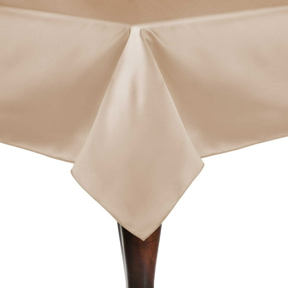 Ultimate Textile (2 Pack) Satin 84 x 84-Inch Square Tablecloth - for Wedding, Special Event or Banquet use, Cafe Khaki Brown
