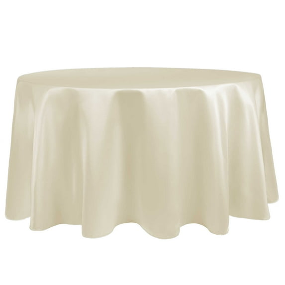 Ultimate Textile (2 Pack) Satin 90-Inch Round Tablecloth - for Wedding, Special Event or Banquet use, Ivory Cream
