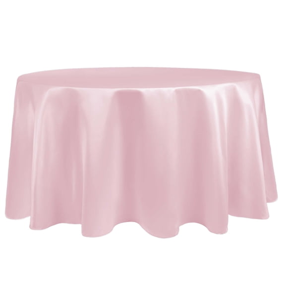 Ultimate Textile (2 Pack) Satin 96-Inch Round Tablecloth - for Wedding, Special Event or Banquet use, Blush Ice Pink