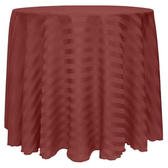 Ultimate Textile (2 Pack) Satin-Stripe 108-Inch Round Tablecloth - for Wedding and Catering, Hotel or Home Dining use, Brick Rust Red
