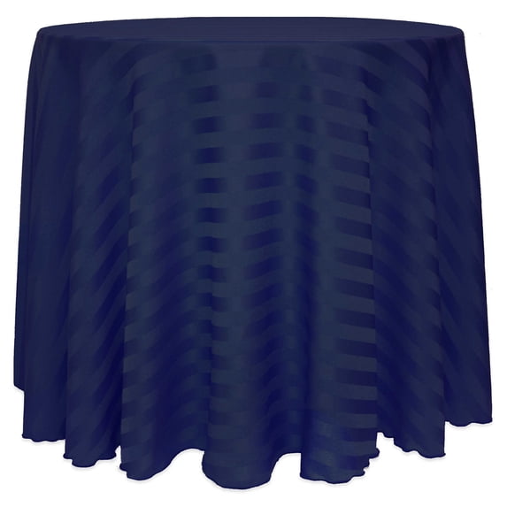 Ultimate Textile (2 Pack) Satin-Stripe 108-Inch Round Tablecloth - for Wedding and Catering, Hotel or Home Dining use, Navy Blue
