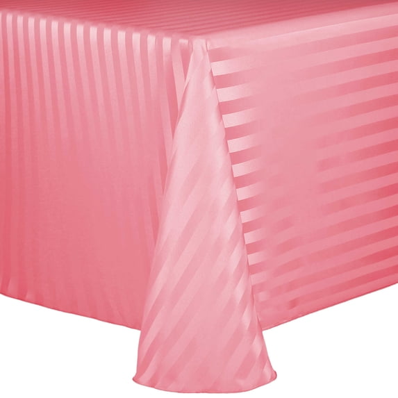 Ultimate Textile (2 Pack) Satin-Stripe 108 x 132-Inch Rectangular Tablecloth - for Wedding and Catering, Hotel or Home Dining use, Dusty Rose Pink