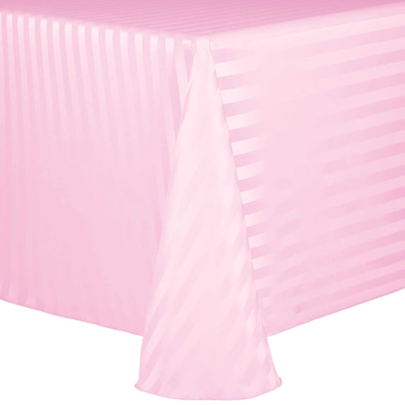 Ultimate Textile (2 Pack) Satin-Stripe 108 x 156-Inch Rectangular Tablecloth - for Wedding and Catering, Hotel or Home Dining use, Light Pink