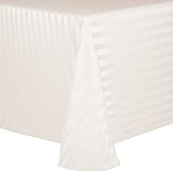 Ultimate Textile (2 Pack) Satin-Stripe 120 x 120-Inch Square Tablecloth - for Wedding and Catering, Hotel or Home Dining use, Ivory Cream